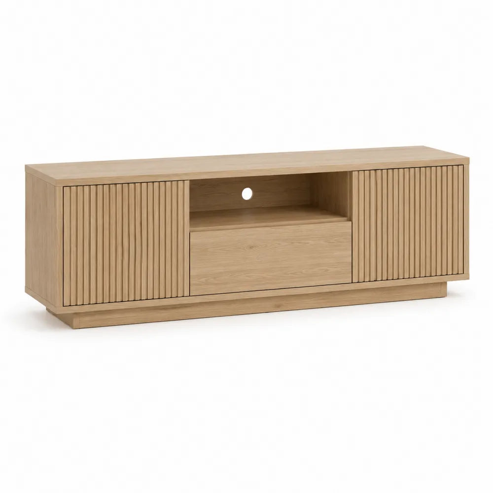 TV Lowboard 180 x 40 x 55 cm MDF Holzwerkstoff Rechteckig Eiche