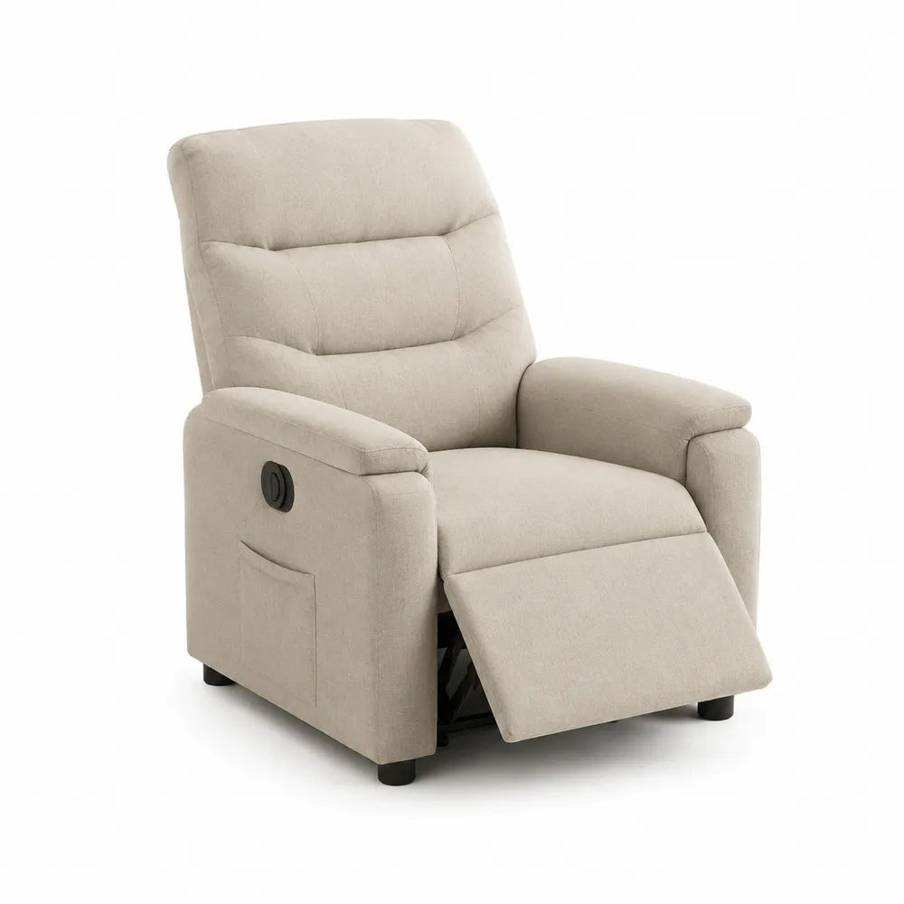 Relaxsessel Fernsehsessel 80x90 cm Polyestergewebe Liegefunktion Fußstütze Creme