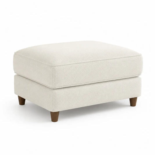 Fußhocker Polsterhocker 80x60x42 cm Polyesterbezug Beige mit Massivholzfüßen