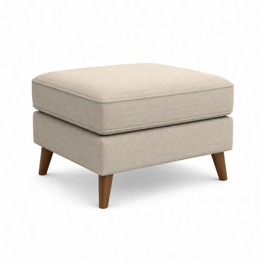 Fußhocker 80x60x42 cm Polyestergewebe Polsterhocker Holzbeine Creme