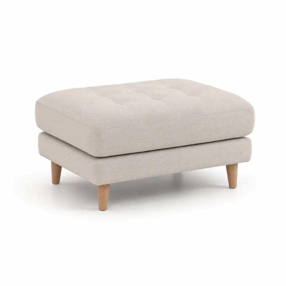 Fußhocker Polsterhocker 90 x 70 x 42 cm Polyesterbezug Rechteckig Beige