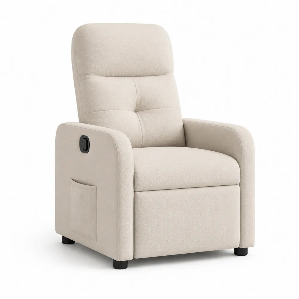 Relaxsessel Fernsehsessel 82x88x104 cm Polyesterbezug Beige mit Liegefunktion und Armlehnen